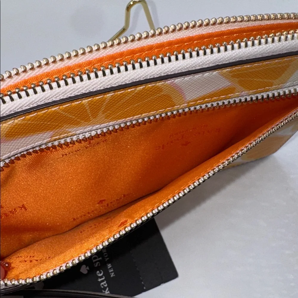 Kate Spade Staci Medium L-zip Wristlet Orange Slice NWT - Picture 4 of 5